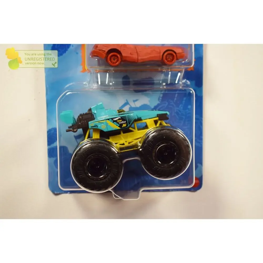 Hot Wheels Monster Truck Slam Prix and Crushed Sedan Sudden Stop 1/64 Scale